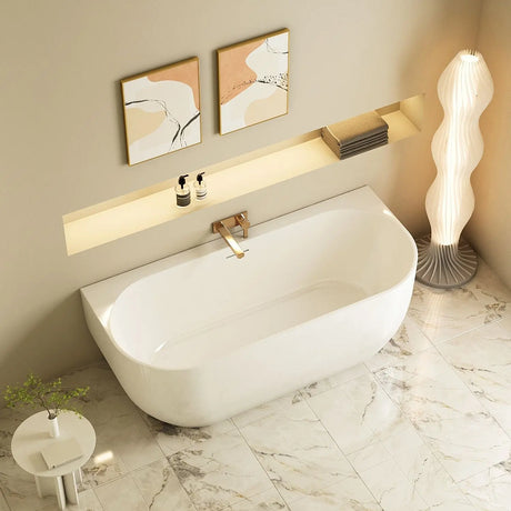Anna Back-To-Wall Bathtub – Gloss White mercioaustralia