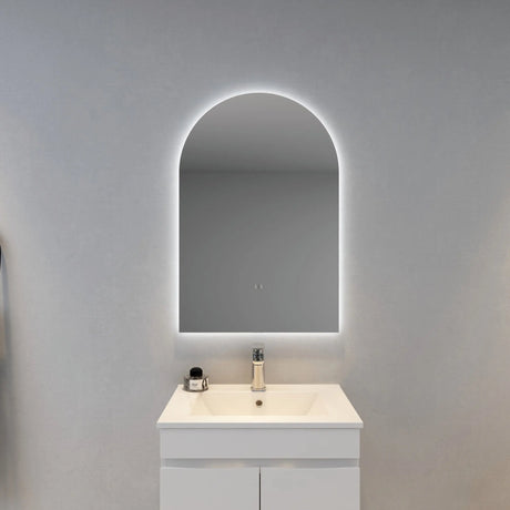 Aura Arched Touchless 600 X 900 Frameless LED Mirror - Three Light Temperatures Poseidonbk