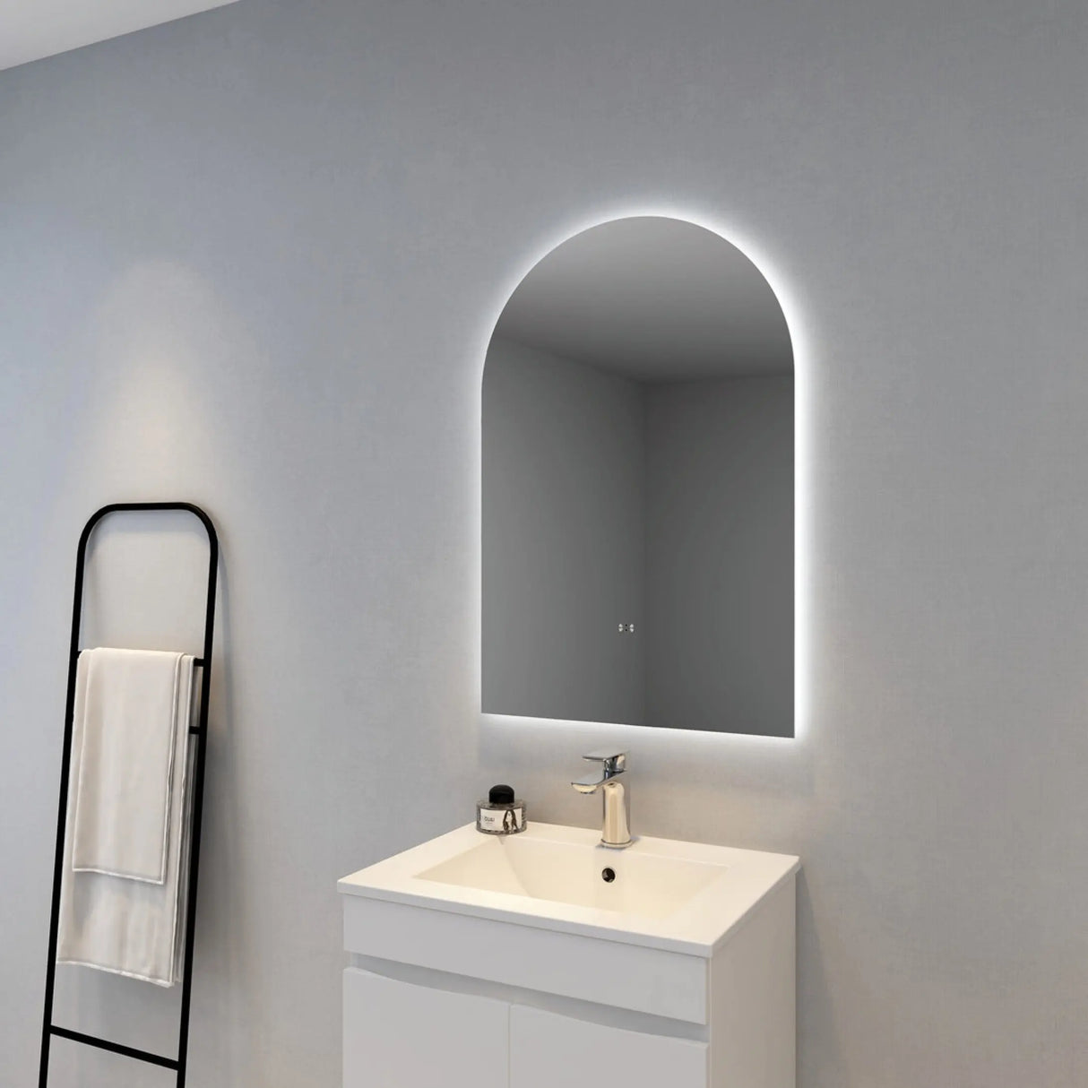 Aura Arched Touchless 600 X 900 Frameless LED Mirror - Three Light Temperatures Poseidonbk