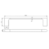 Bellino Brushed Yellow Gold Zinc Alloy 800mm Single Towel Rail Aquaperla
