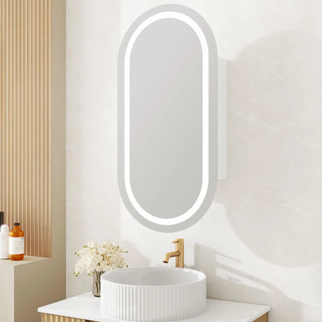 Athena 450 x 900mm LED Oval Shaving Cabinet mercioaustralia