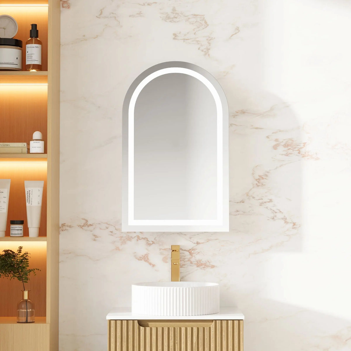 Athena 500 x 900mm LED Arch Shaving Cabinet mercioaustralia
