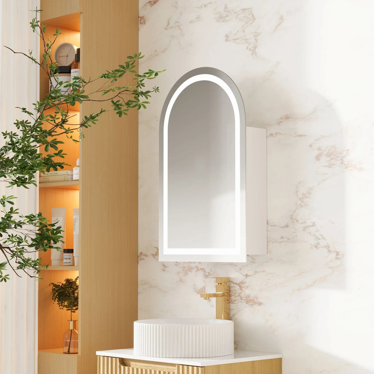 Athena 500 x 900mm LED Arch Shaving Cabinet mercioaustralia