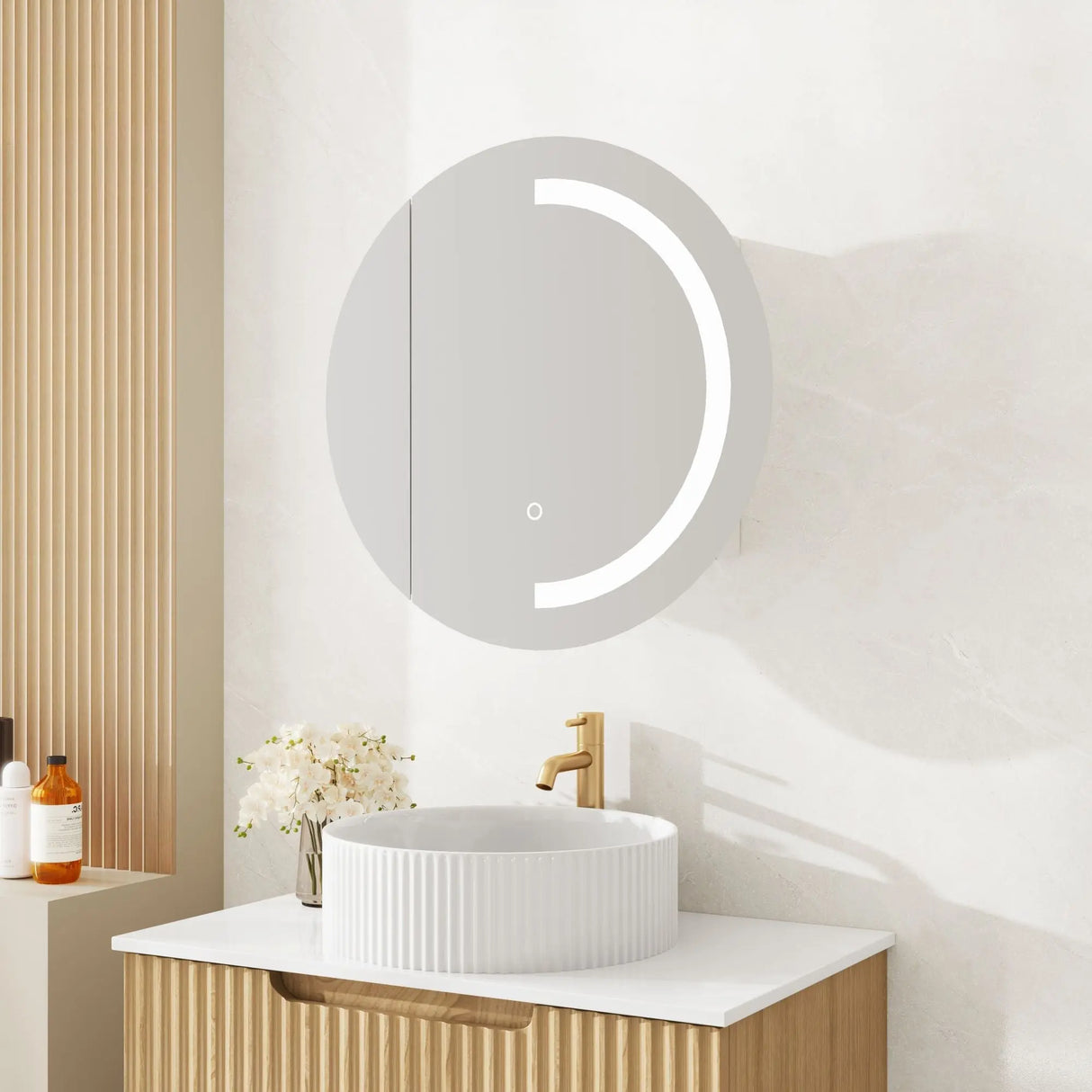 Athena 600mm LED Round Shaving Cabinet mercioaustralia