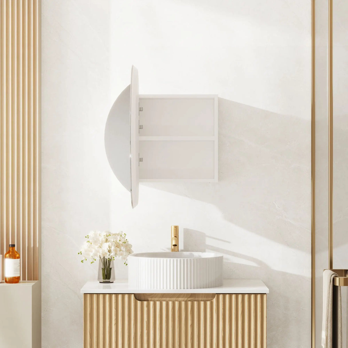 Athena 600mm LED Round Shaving Cabinet mercioaustralia