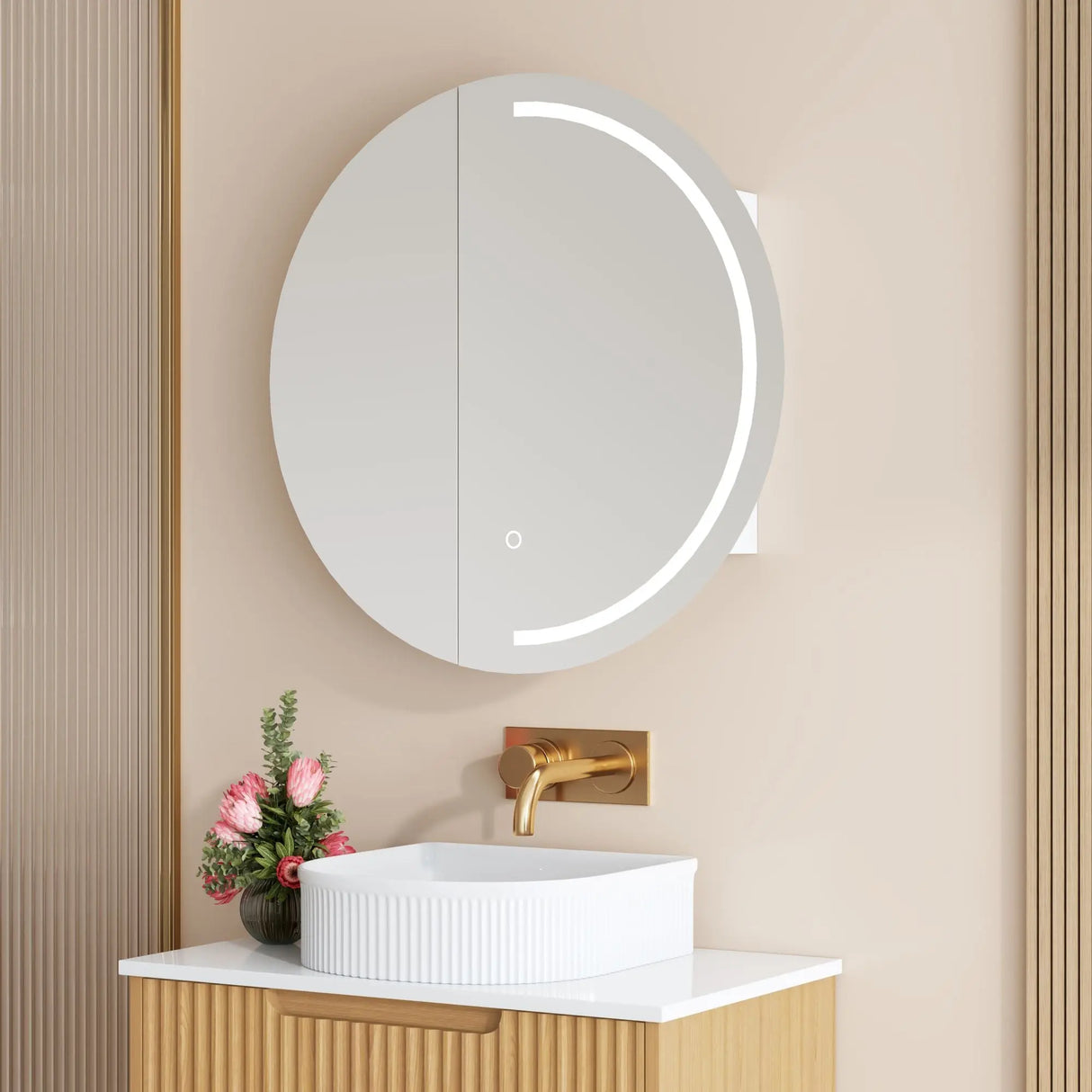 Athena 750mm LED Round Shaving Cabinet mercioaustralia