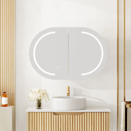 Athena 900mm LED Oval shaving Cabinet mercioaustralia