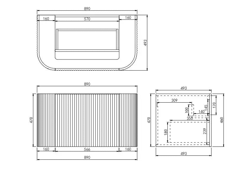 POS AVALON Wall Hung Vanity Matte Black (All Sizes) Poseidon