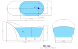 Bevel Free Standing Bathtub 1485*695*790mm Poseidonbk