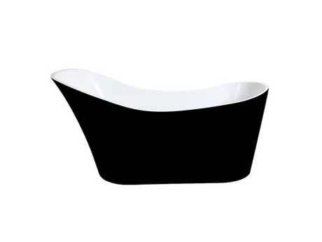 Bevel Gloss Black & White Free Standing Bathtub 1700*730*835mm Poseidonbk