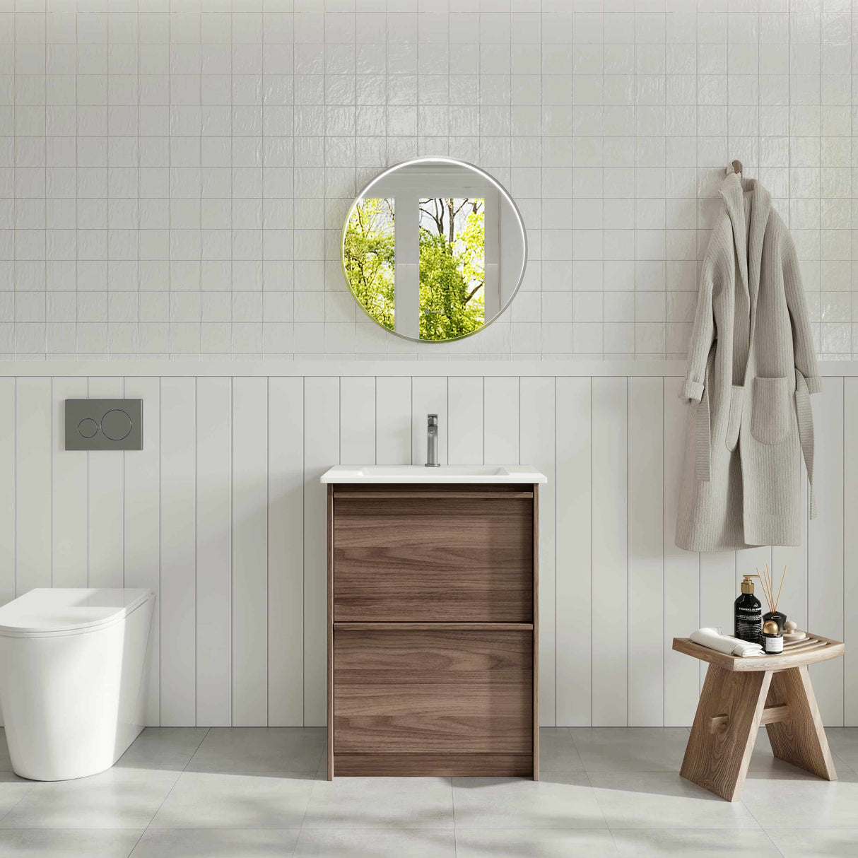 Bella 600mm Freestanding Cabinet - Notaio Walnut mercioaustralia