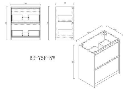 Bella 750mm Freestanding Cabinet - Notaio Walnut mercioaustralia