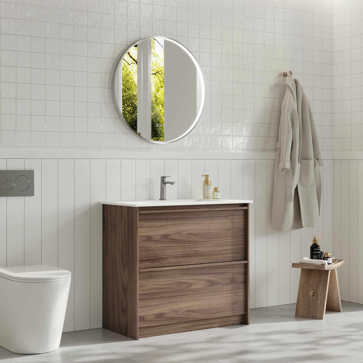Bella 900mm Freestanding Cabinet - Notaio Walnut mercioaustralia