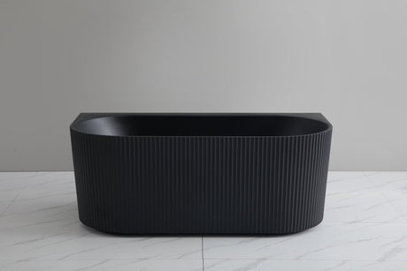 Bari Matte Black Groove Fluted Back-to-Wall Bathtub 1700*800*580mm Poseidonbk