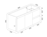 BIANCA 900mm MDF Wall-Hung Vanity (RHD) mercioaustralia