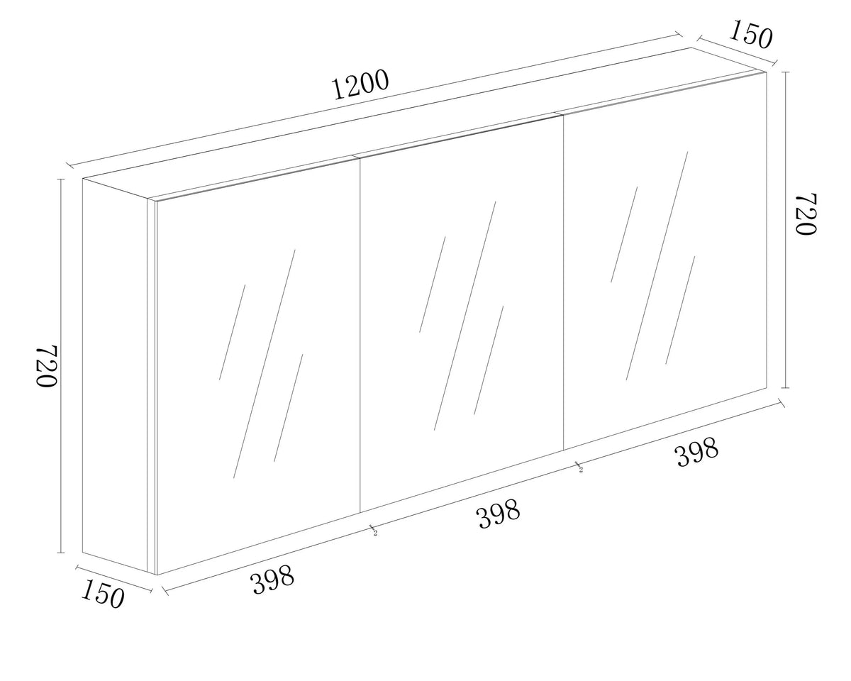 PVC Shaving Cabinet 1200mm - Gloss White mercioaustralia