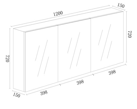 PVC Shaving Cabinet 1200mm - Gloss White mercioaustralia