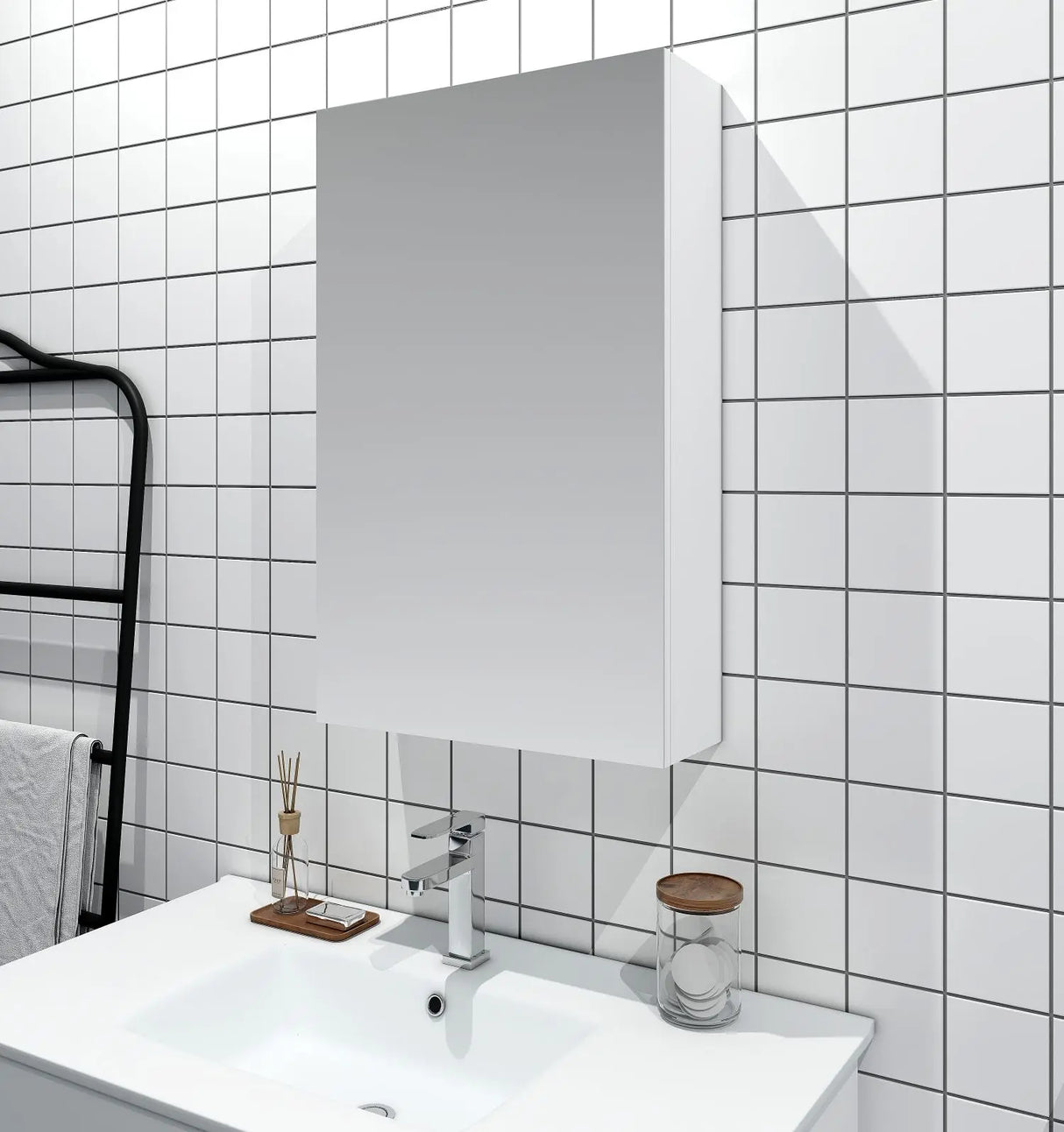 MDF Shaving Cabinet 450mm - Gloss White mercioaustralia