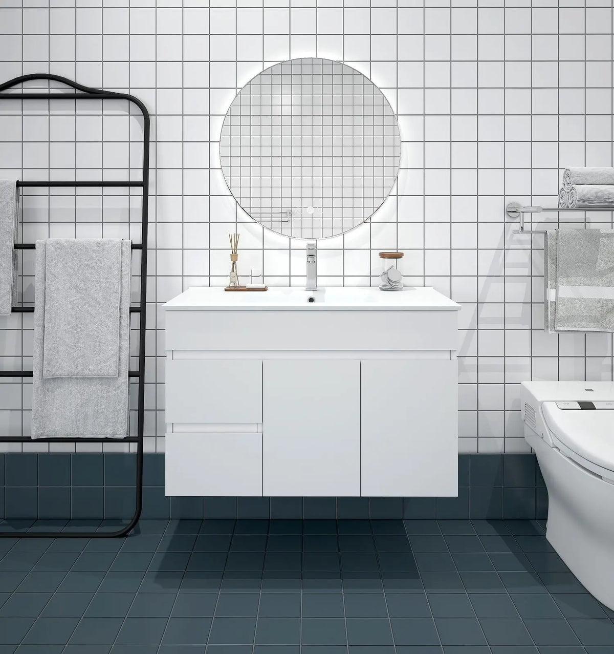 BIANCA 900mm PVC Wall-Hung Vanity (LHD) mercioaustralia