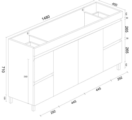 BIANCA 1500mm PVC Freestanding Vanity mercioaustralia