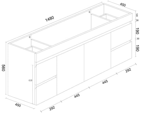 BIANCA 1500mm PVC Wall-Hung Vanity mercioaustralia
