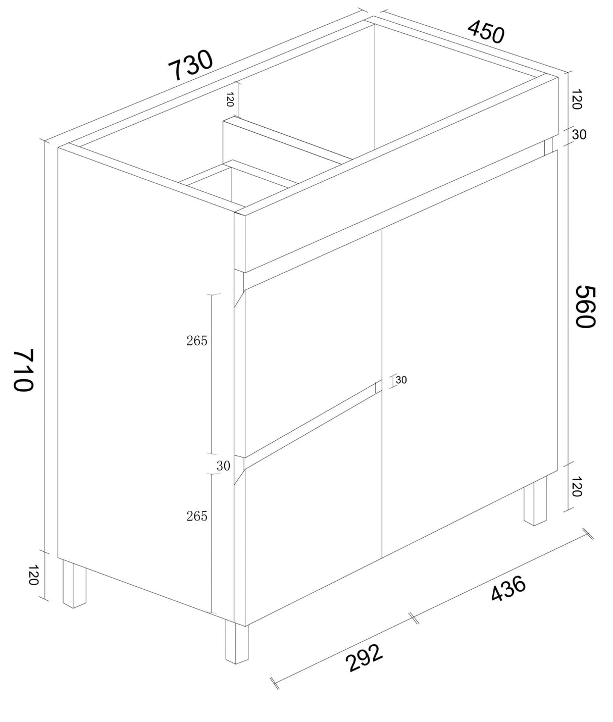 BIANCA 750mm PVC Freestanding Vanity (LHD) mercioaustralia