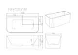 Bullion Ultra-Thin Back-to-Wall Bathtub - Gloss White mercioaustralia