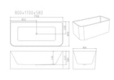 Bullion Ultra-Thin Back-to-Wall Bathtub - Gloss White mercioaustralia