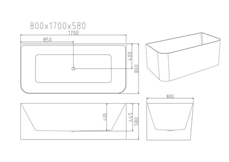Bullion Ultra-Thin Back-to-Wall Bathtub - Gloss White mercioaustralia