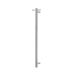 Round Vertical Brushed Nickel Electric Heated Towel Rack Single Bar Aquaperla