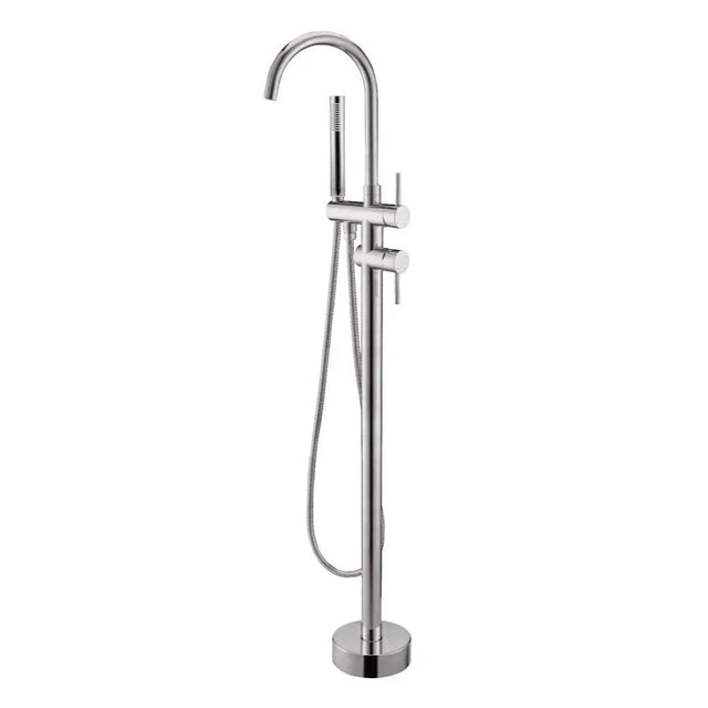Brushed Nickel Freestanding Tap with Handheld Shower Aquaperla