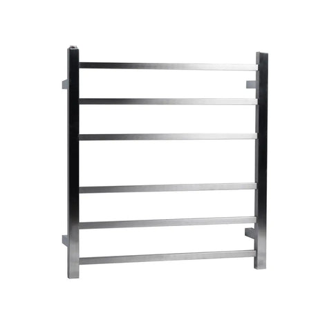 Brushed Nickel Heated Towel Rack 6 Bars Aquaperla
