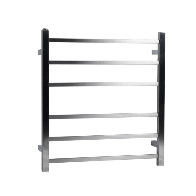 Brushed Nickel Heated Towel Rack 6 Bars Aquaperla
