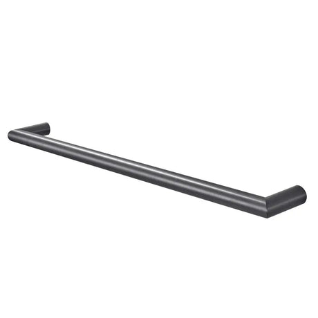 Round Horizontal Brushed Gun Metal Grey Electric Heated Towel Rack Single Bar Aquaperla
