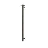 Round Vertical Brushed Gun Metal Grey Electric Heated Towel Rack Single Bar Aquaperla
