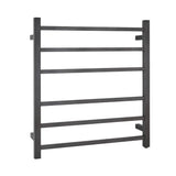 Brushed Gunmetal Heated Towel Rack 6 Bars Aquaperla
