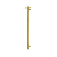 Round Vertical Brushed Brass Electric Heated Towel Rack Single Bar Aquaperla