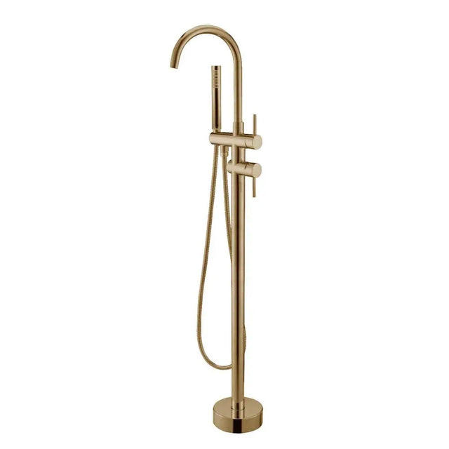 Brushed Brass Freestanding Tap with Handheld Shower Aquaperla