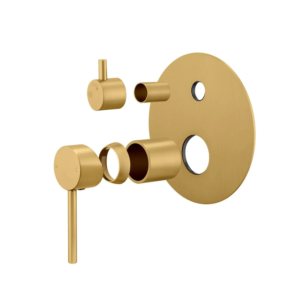 LUCID PIN - Brushed Brass Diverter Mixer Aquaperla