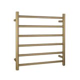 Brushed Brass Heated Towel Rack 6 Bars Aquaperla