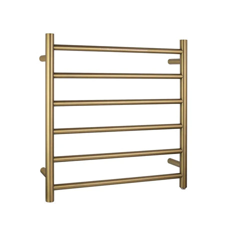 Brushed Brass Heated Towel Rack 6 Bars Aquaperla
