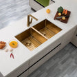 Handmade Stainless Steel Brushed Brass Double Bowl Kitchen Sink 1.2mm (Top/Flush/Undermount) 820*457*230mm Aquaperla