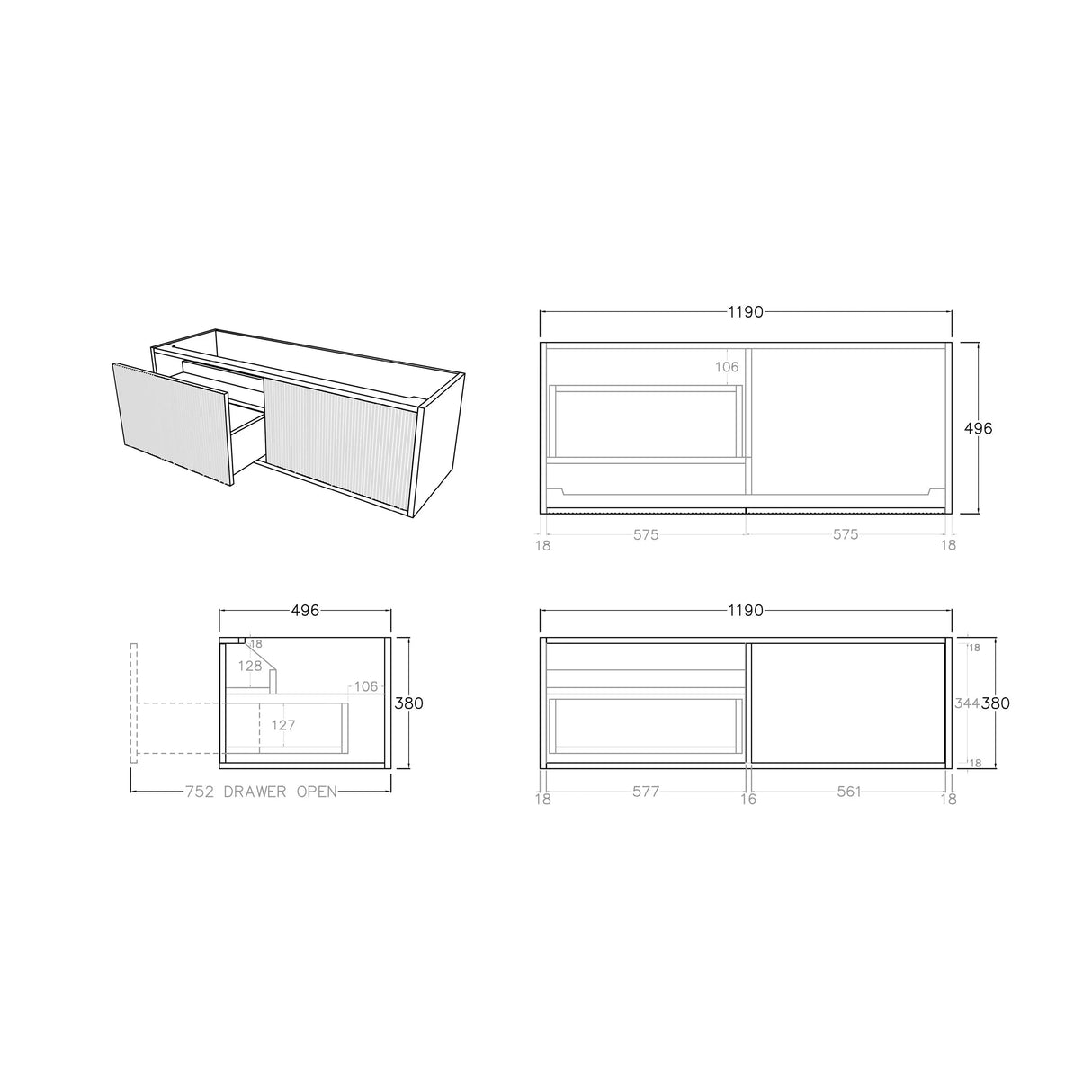 Bellevue PVC Wall Hung Vanity 1200mm (Single Bowl/Double Bowl) (Prime Oak) Poseidon