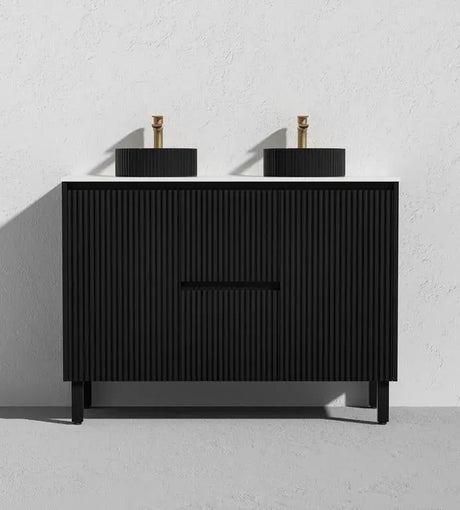Brighton Freestanding PVC Vanity 1200mm (Double Bowl)(Matte Black) Poseidon