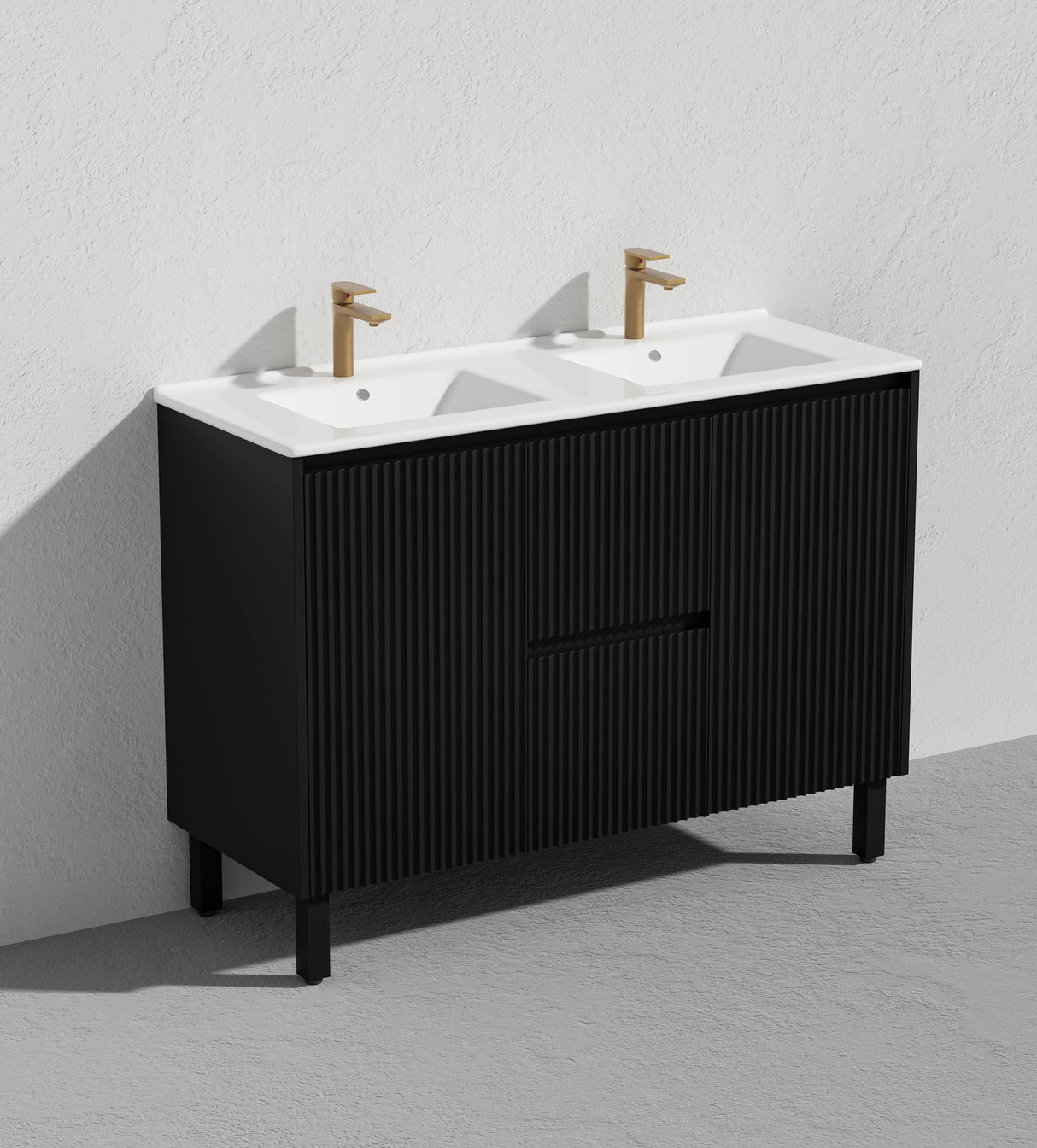 Brighton Freestanding PVC Vanity 1200mm (Double Bowl)(Matte Black) Poseidon