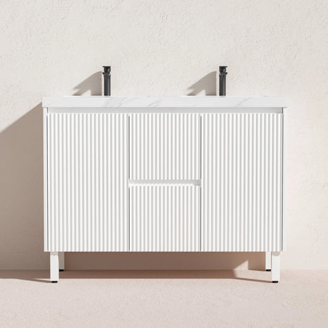 Brighton Freestanding PVC Vanity 1200mm (Double Bowl)(Matte White) Poseidon