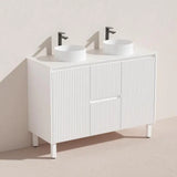 Brighton Freestanding PVC Vanity 1200mm (Double Bowl)(Matte White) Poseidon