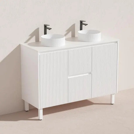Brighton Freestanding PVC Vanity 1200mm (Double Bowl)(Matte White) Poseidon