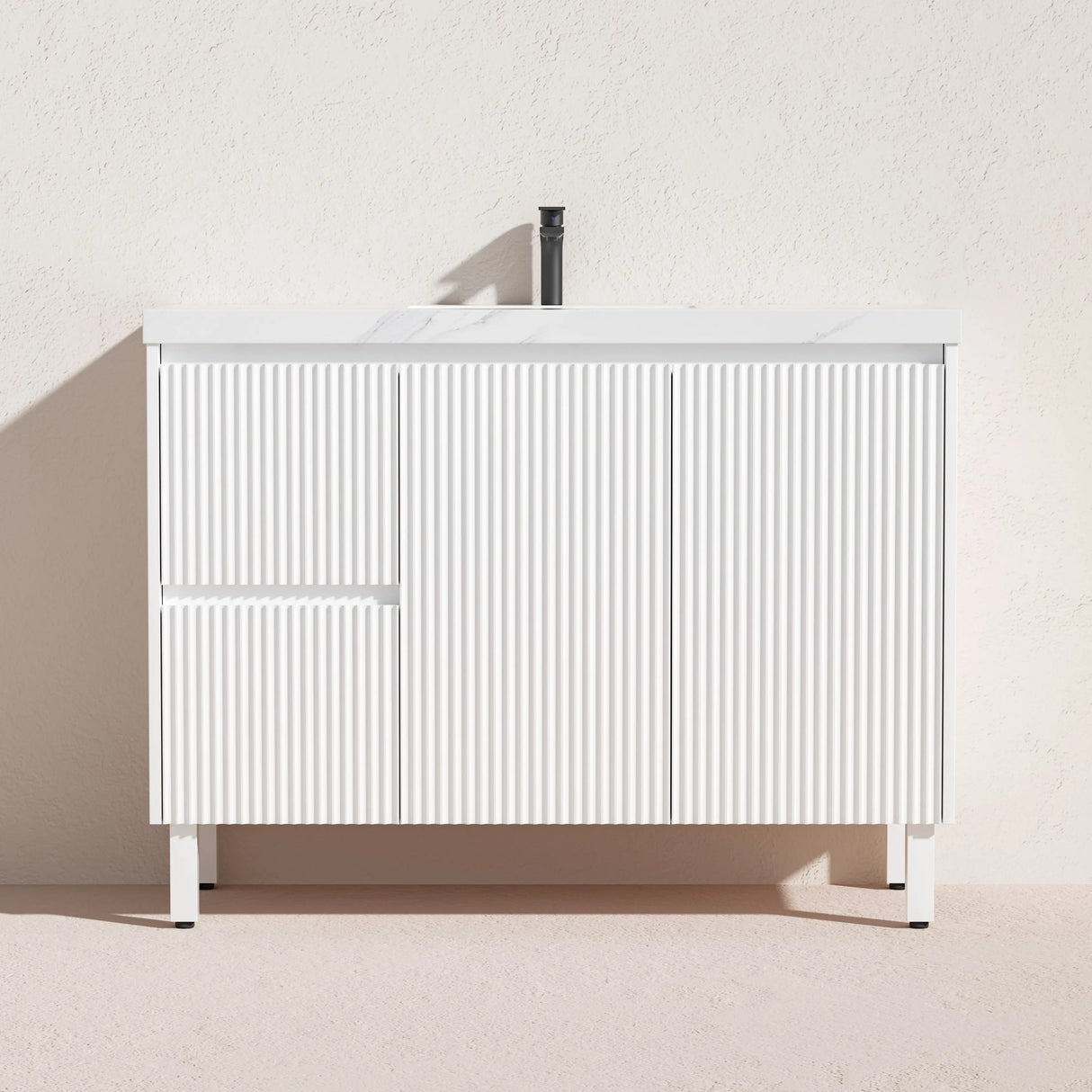 Brighton Freestanding PVC Vanity 1200mm (Single Bowl) (Matte White) Poseidon