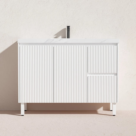 Brighton Freestanding PVC Vanity 1200mm (Single Bowl) (Matte White) Poseidon